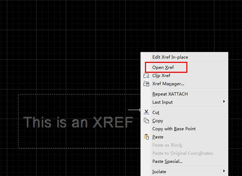 Open XREF by right-click shortcut menu